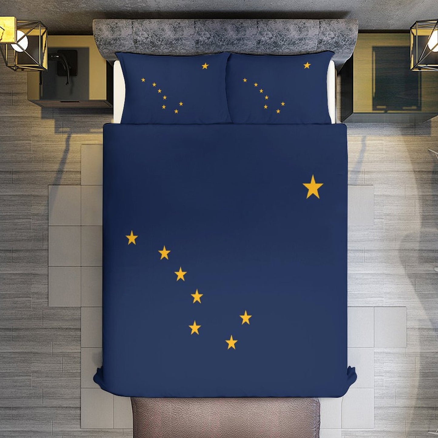 Alaska Flag Inspired 3-Piece Bedding Set (1 Duvet Cover + 2 Pillow Shams) – 102"×90"