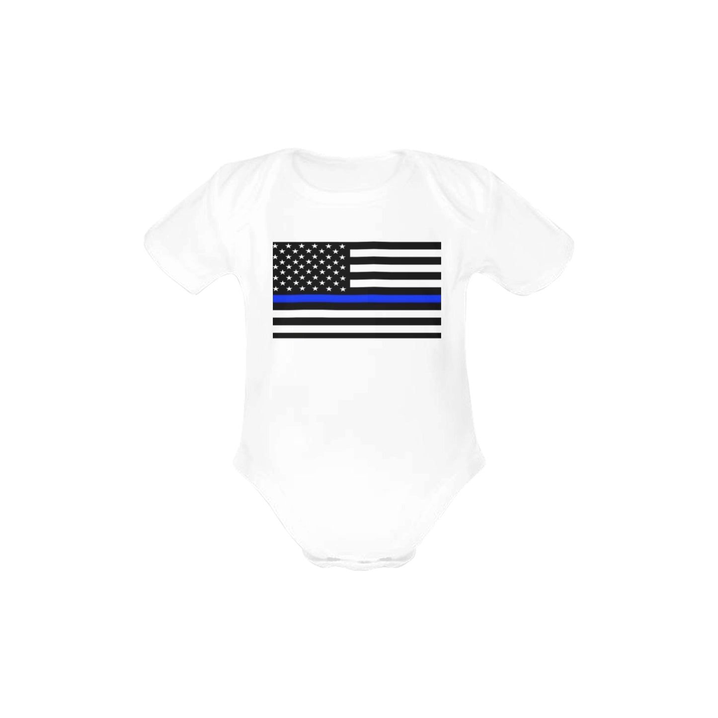 Thin Blue Line Flag Baby Short Sleeve Unisex Bodysuits（Made in USA）