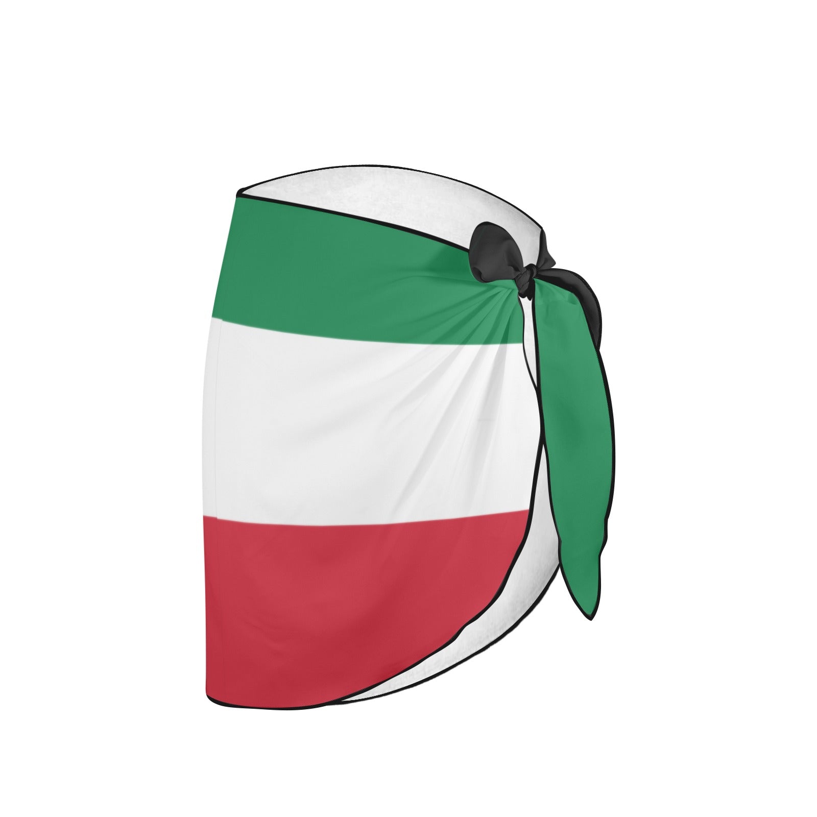 [Brand] sarong with Italian flag colors, tied at waist.