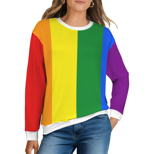 Rainbow Flag Inspired Women's Crew Neck Sweater Printed in the USA