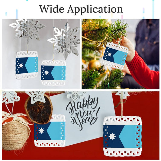 Minnesota Flag Inspired Square Ceramic Ornament Made in the USA