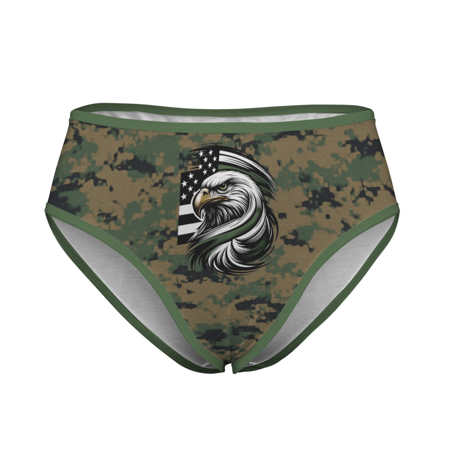 Thin Green Line Flag Inspired Eagle on Digital Camo Women's High Waisted Brief
