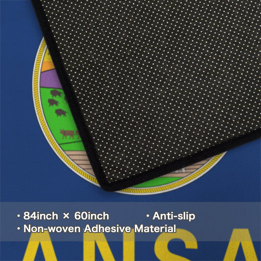 Kansas Flag Inspired 84x60 Inch Area Rug with Black Binding (Made in the USA)