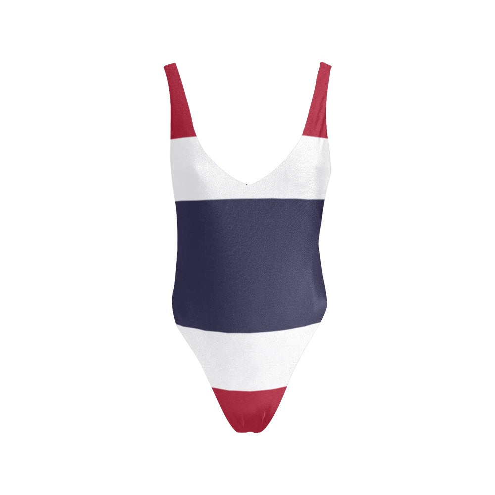 Thailand Flag Inspired WWomen’s Backless One-Piece Swimsuit