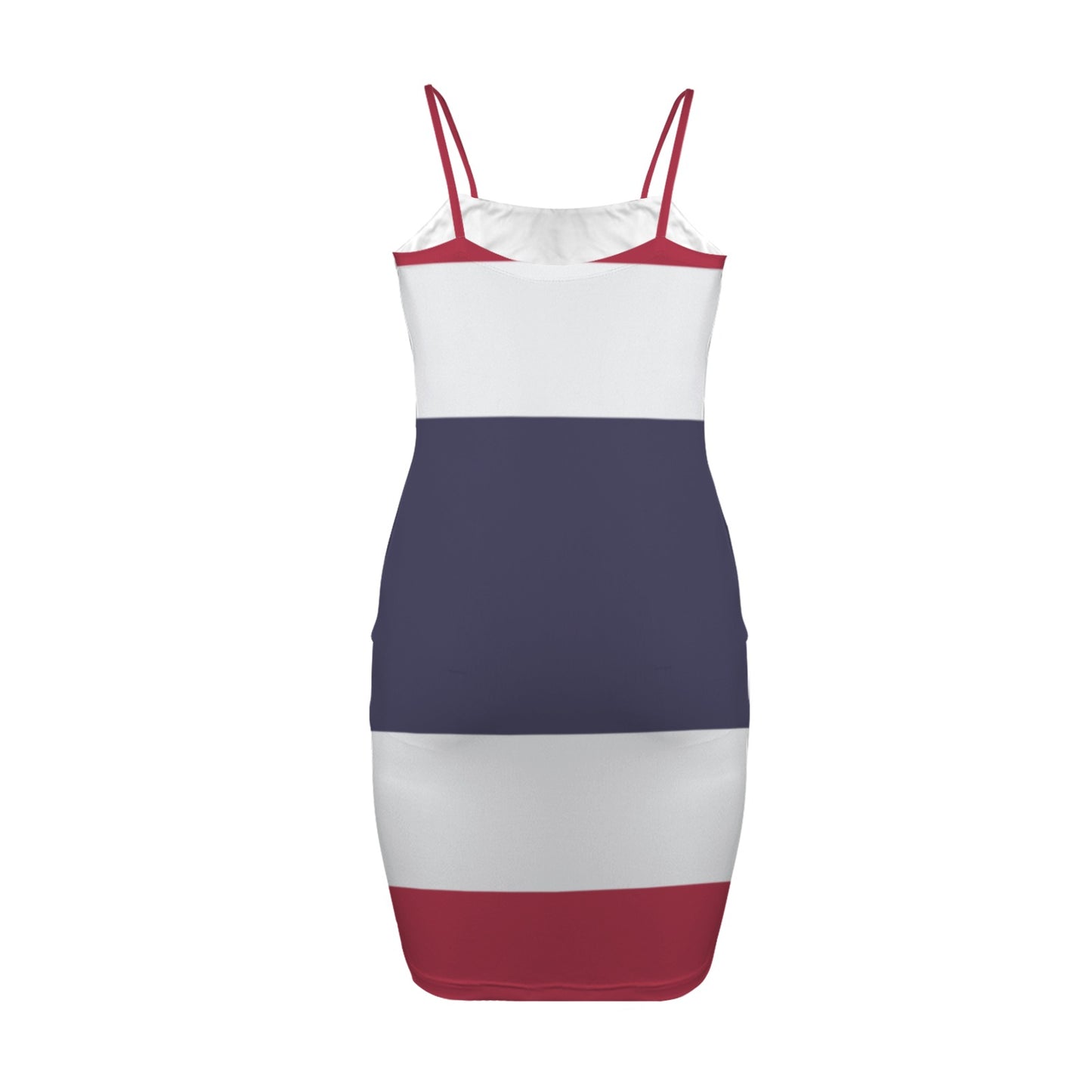 Thailand Flag Inspired Backless Spaghetti Strap Bodycon Dress