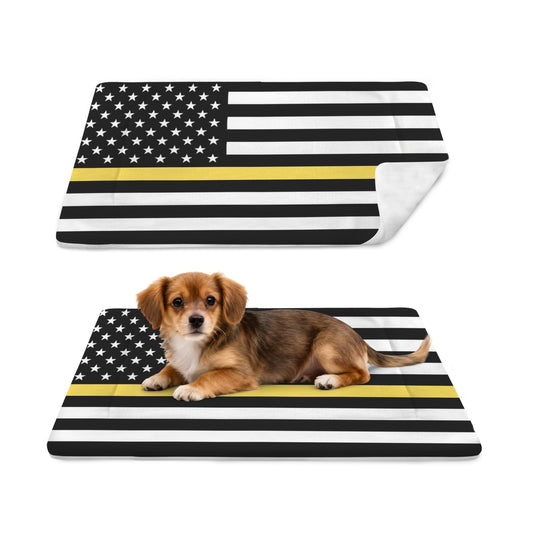 Thin Gold Line Flag Inspired Pet Mat 25x18inch (Made in the USA)