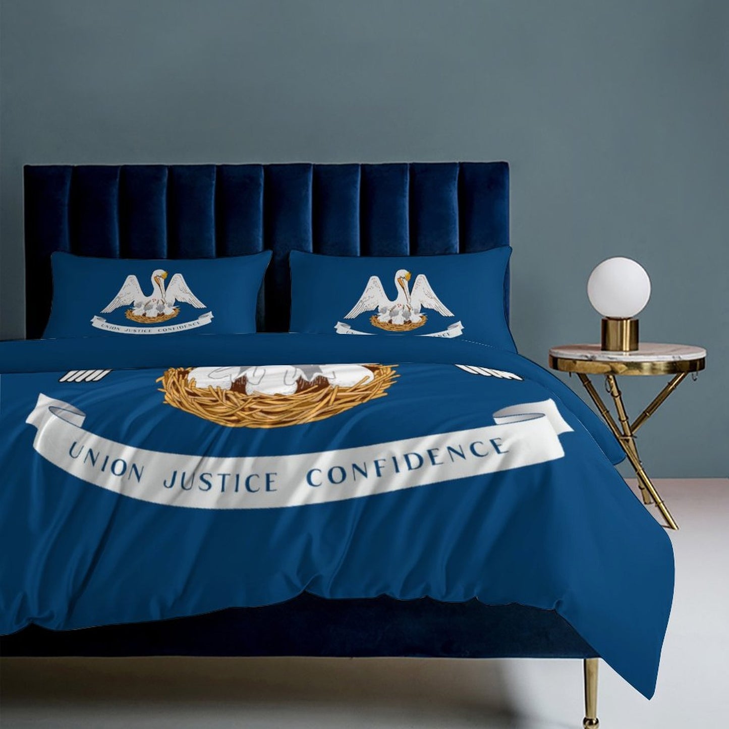 Louisiana Flag Inspired 3-Piece Bedding Set (1 Duvet Cover + 2 Pillow Shams) – 102"×90"
