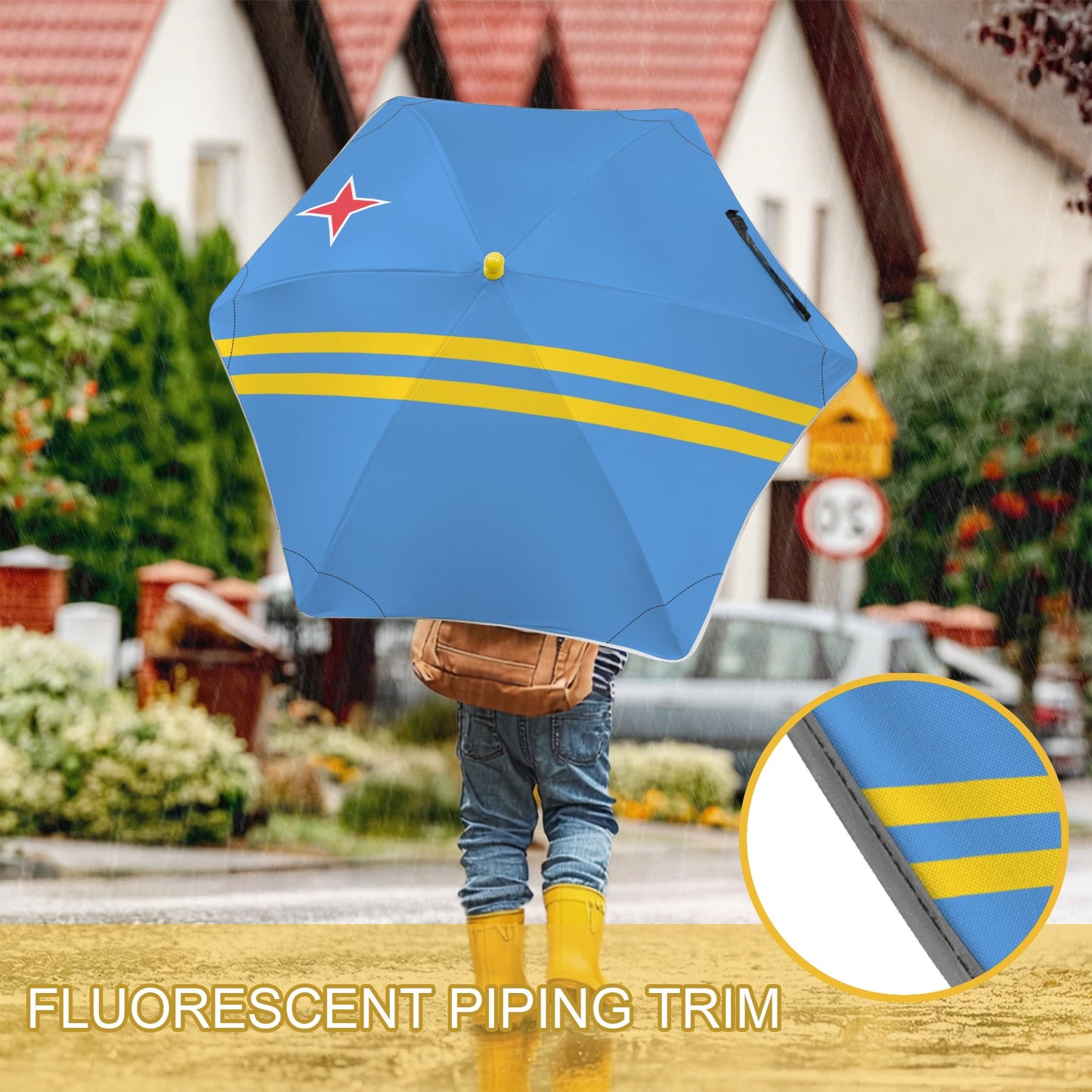 Aruba Flag Inspired Kids Safe Round Corner Umbrella