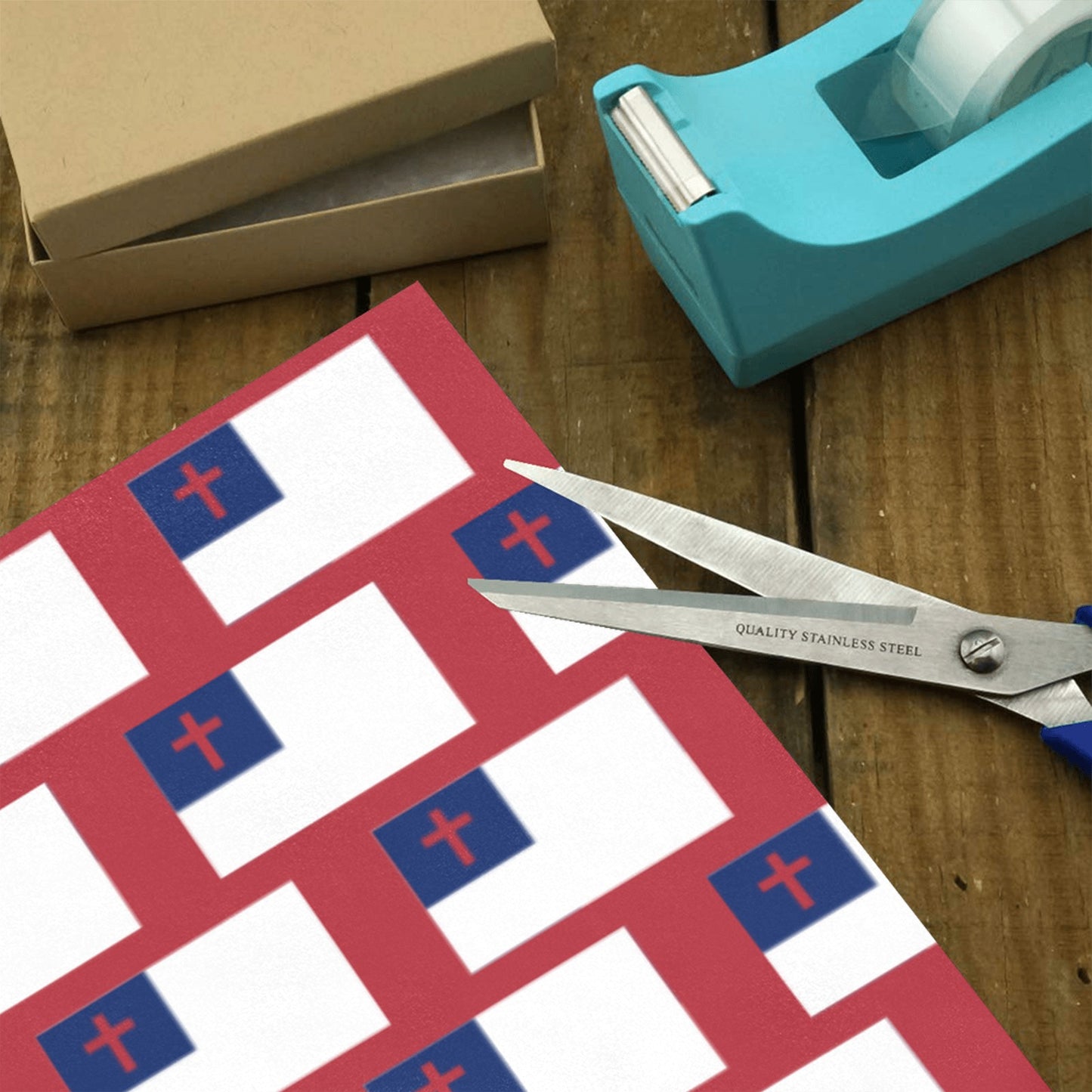 Christian Flag Custom Gift Wrapping Paper 58"x 22.5" (4 Rolls)