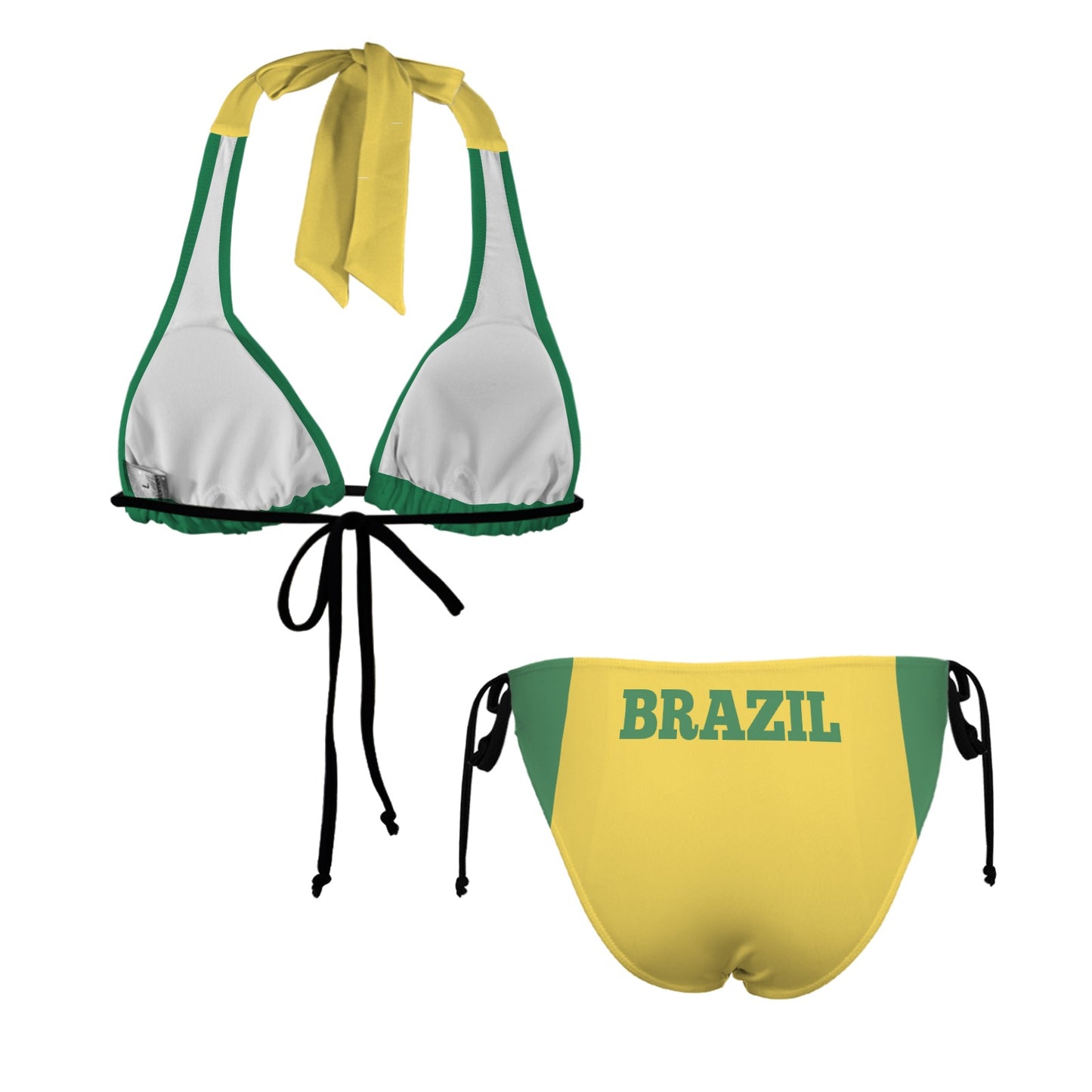 Brazil Flag Halterneck String Bikini Sets