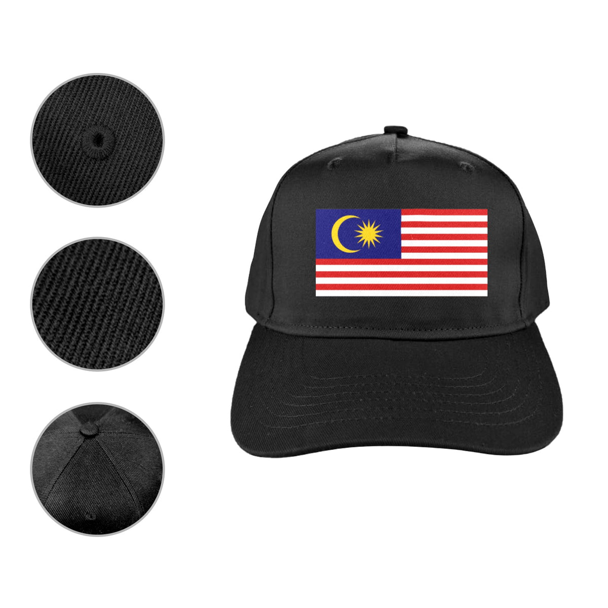 Malaysia Flag Inspired Baseball Cap | Printed in the  USA