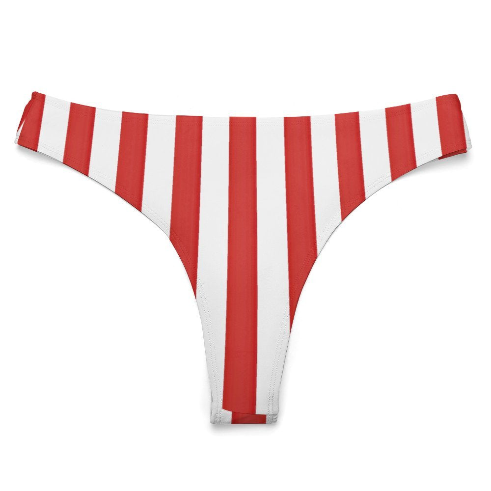 USA/American Flag Inspired Vertical Stripes T-Back Thong Bikini