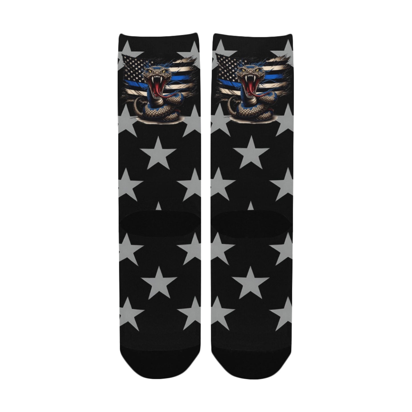 Thin Blue Line Flag Inspired Snake Women's Custom  Socks | Ships from USA