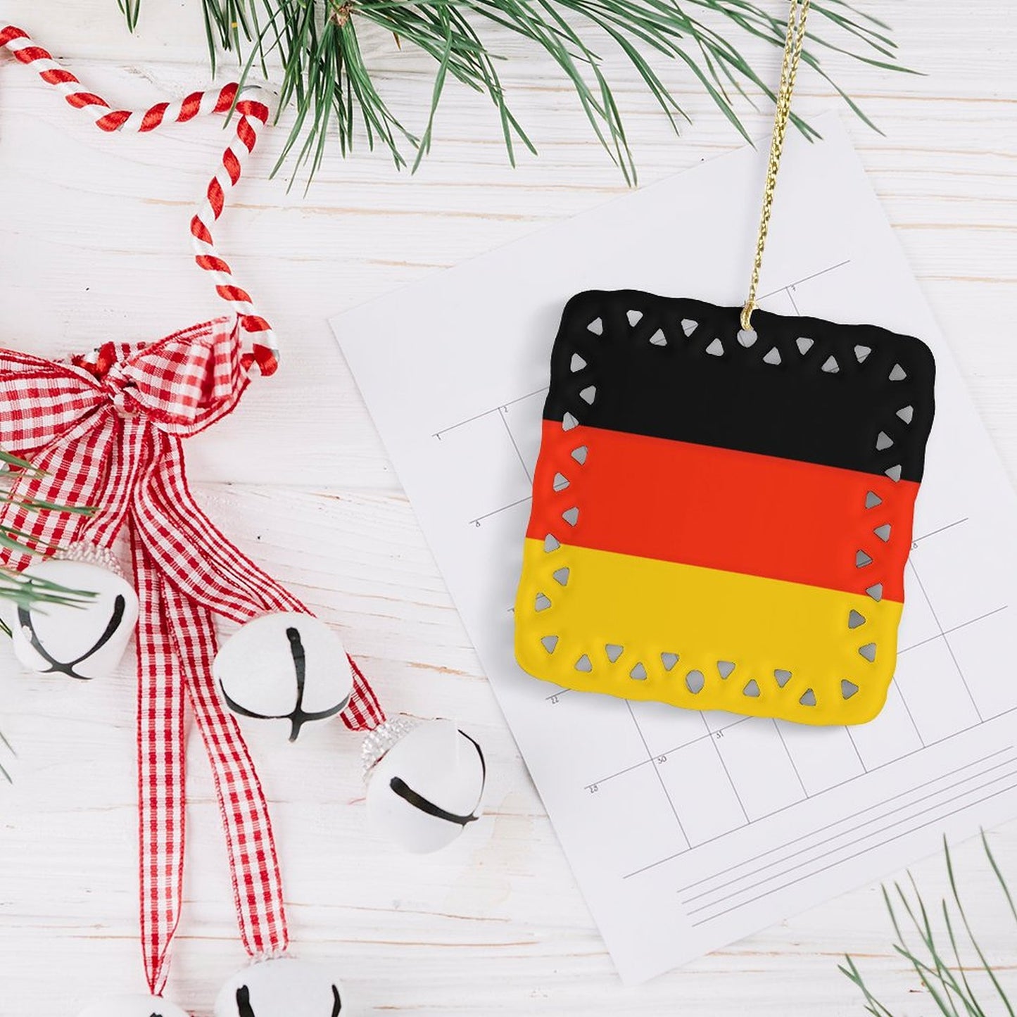Germany Flag Inspired Square Ceramic Ornament Made in the USA