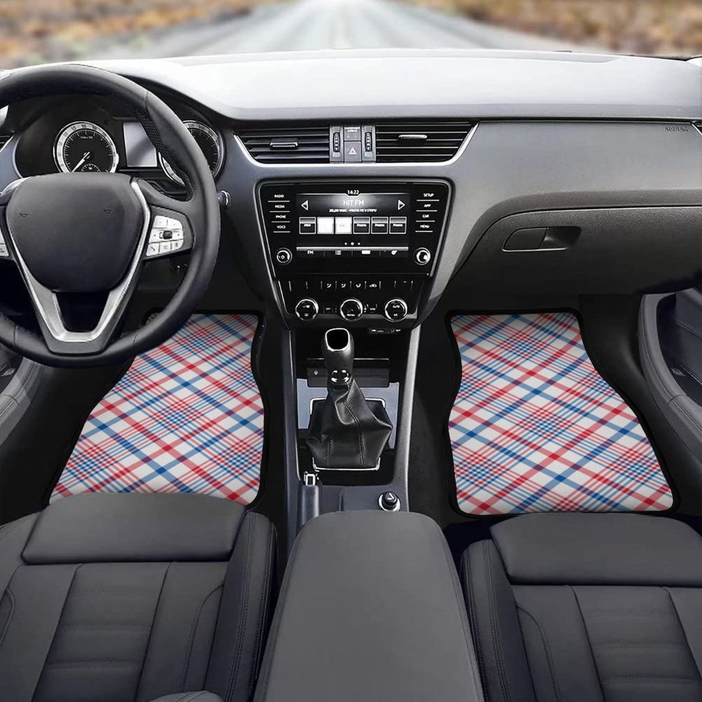 USA/American Flag Inspired Plaid Pattern Car Floor Mats(4pcs)