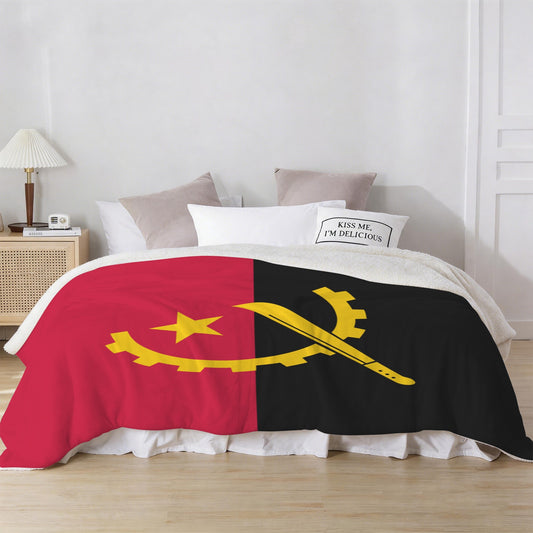 Angola Flag Inspired Sherpa Fleece Blanket 90" x 108" | Ships from USA