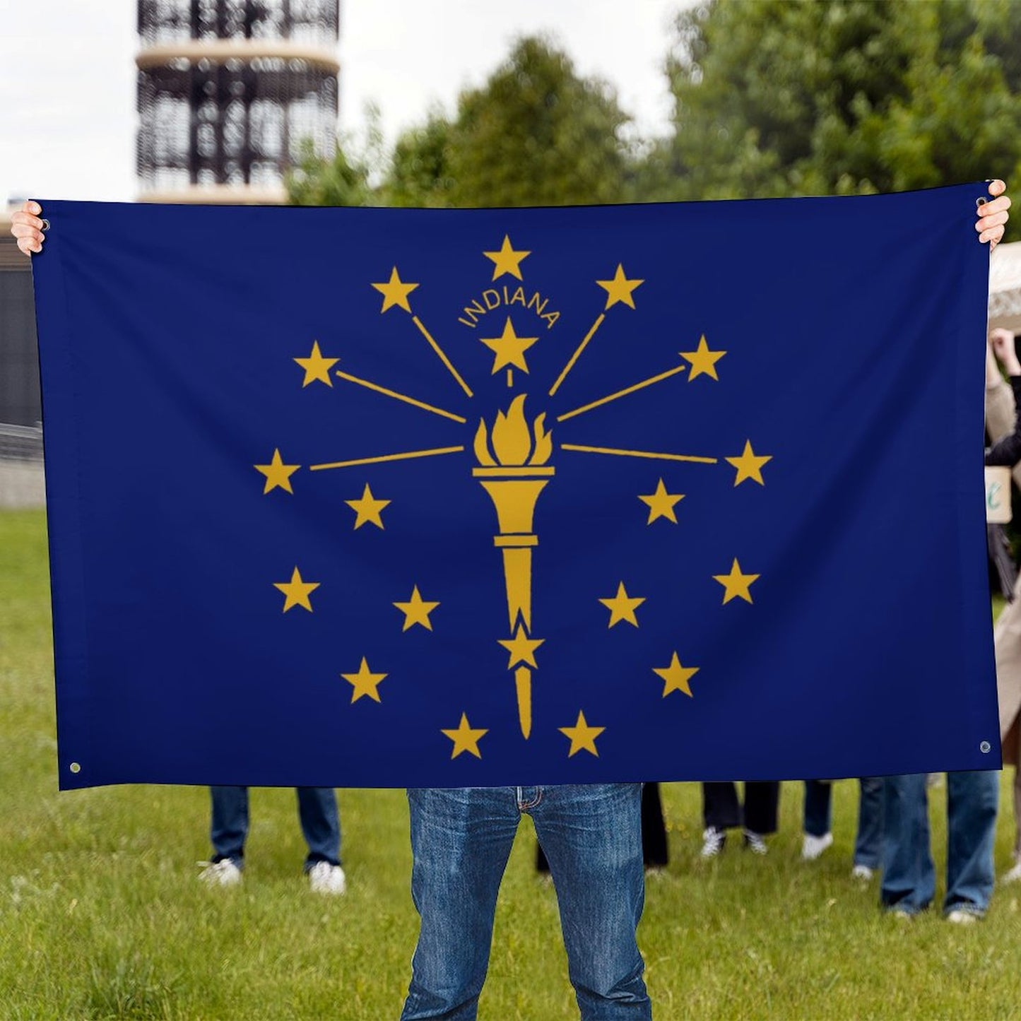Indiana Flag Inspired Wall Mount Flag with Four Grommets (35x59 in)