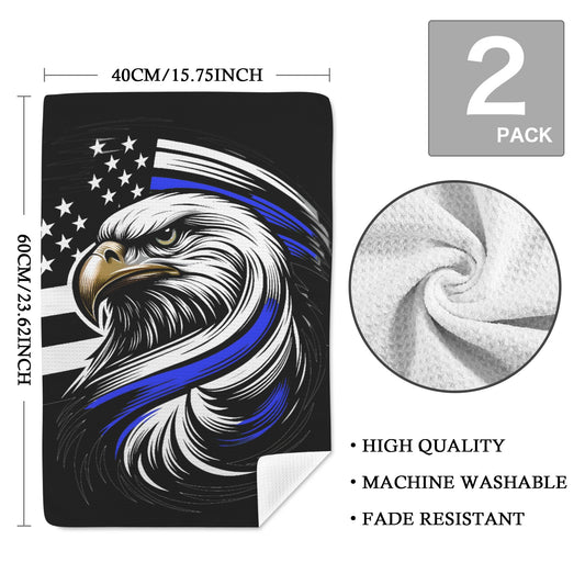 Thin Blue Line Flag Inspired Eagle Kitchen Towel 40X60cm (Pack of 2) (Made in the USA)
