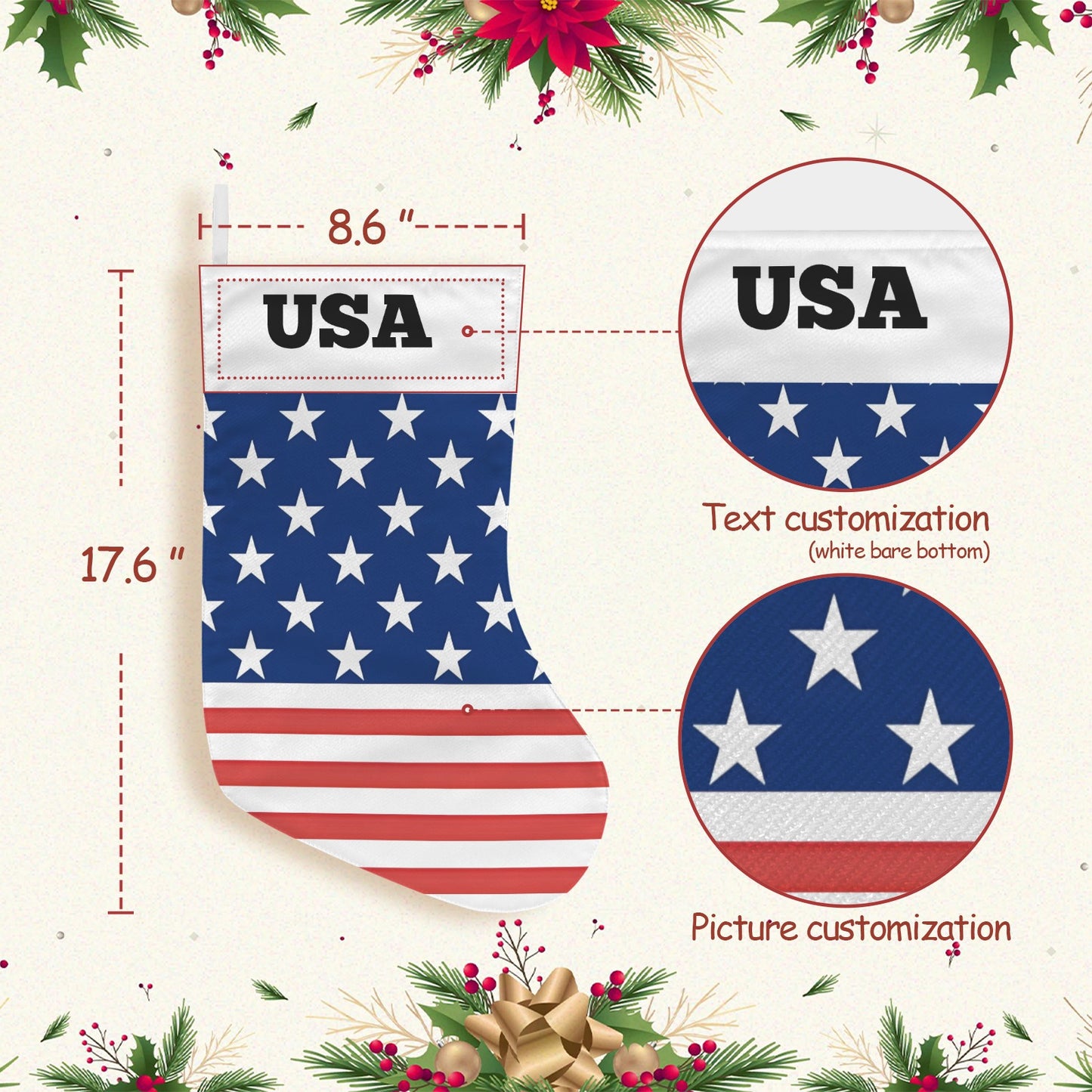 USA/American Flag Christmas Stocking(Made in USA)