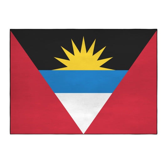 Antigua and Barbuda Flag Inspired 84x60 Inch Area Rug with Black Binding (Made in the USA)