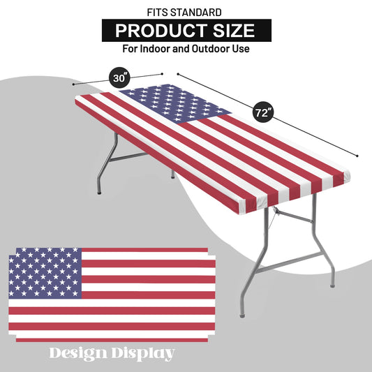USA/American Flag Inspired Custom Elastic Fitted Tablecloth 72x30 inch (Made in the USA)