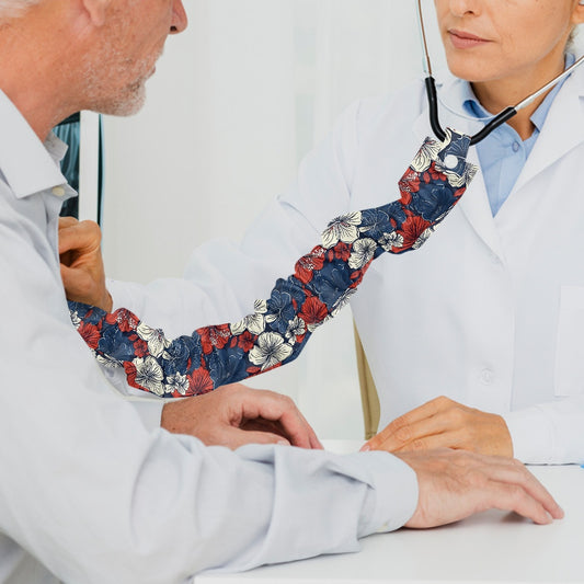 USA/American Flag Inspired Hawaiian Floral Pattern Stethoscope Protective Cover