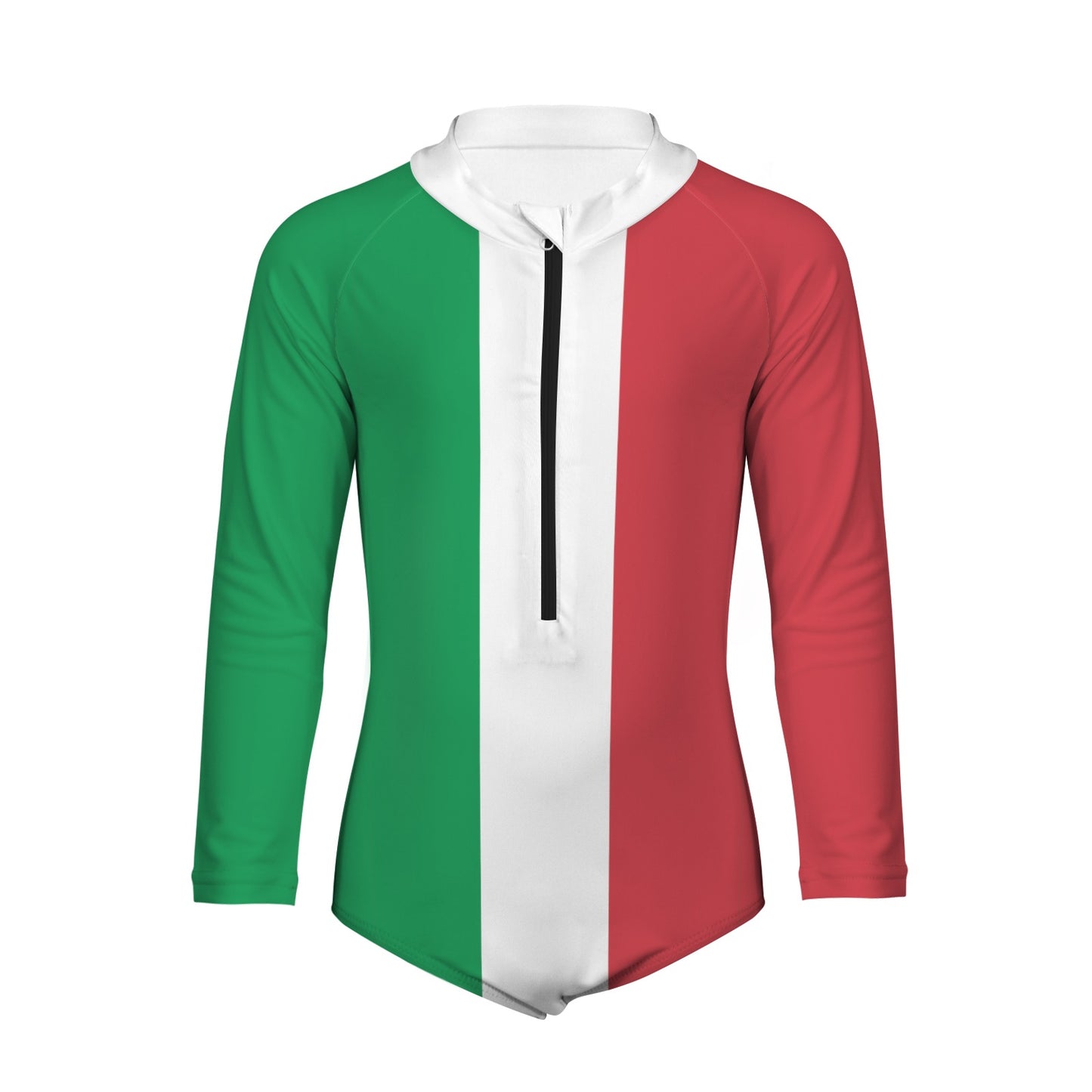 Italy Flag Inspired Big Girls' Long Sleeve One-Piece Swimsuit