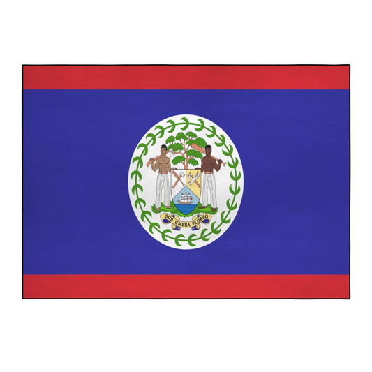 Belize Flag Inspired 84x60 Inch Area Rug with Black Binding (Made in the USA)