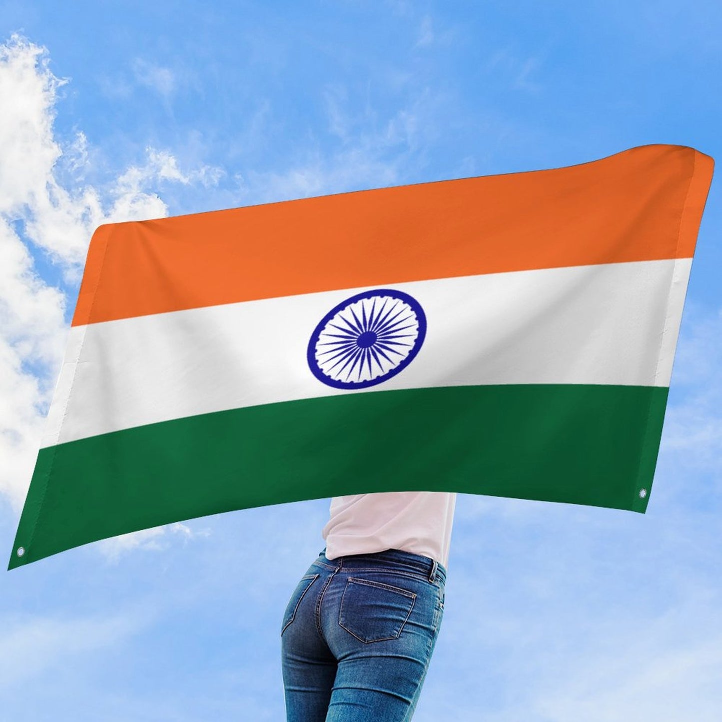 India Flag Inspired Wall Mount Flag with Four Grommets (35x59 in)