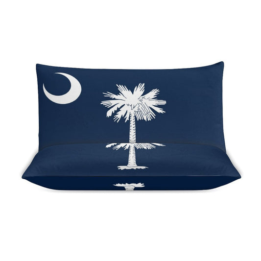 South Carolina Flag Inspired 3-Piece Bedding Set (1 Duvet Cover + 2 Pillow Shams) – 102"×90"