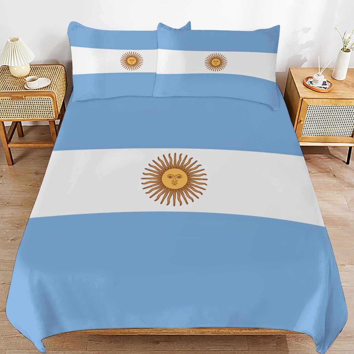 Argentina Flag Inspired 3-Piece Bedding Set (1 Duvet Cover + 2 Pillow Shams) – 102"×90"