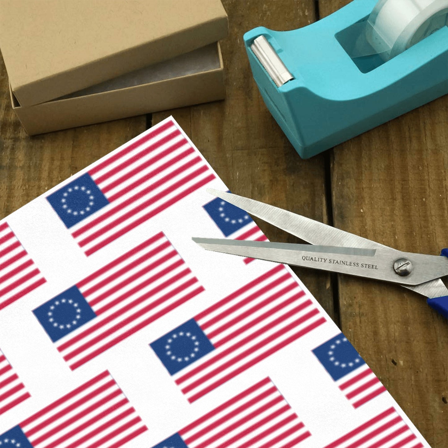 Betsy Ross Flag Inspired Custom Gift Wrapping Paper 58"x 22.5" (4 Rolls)
