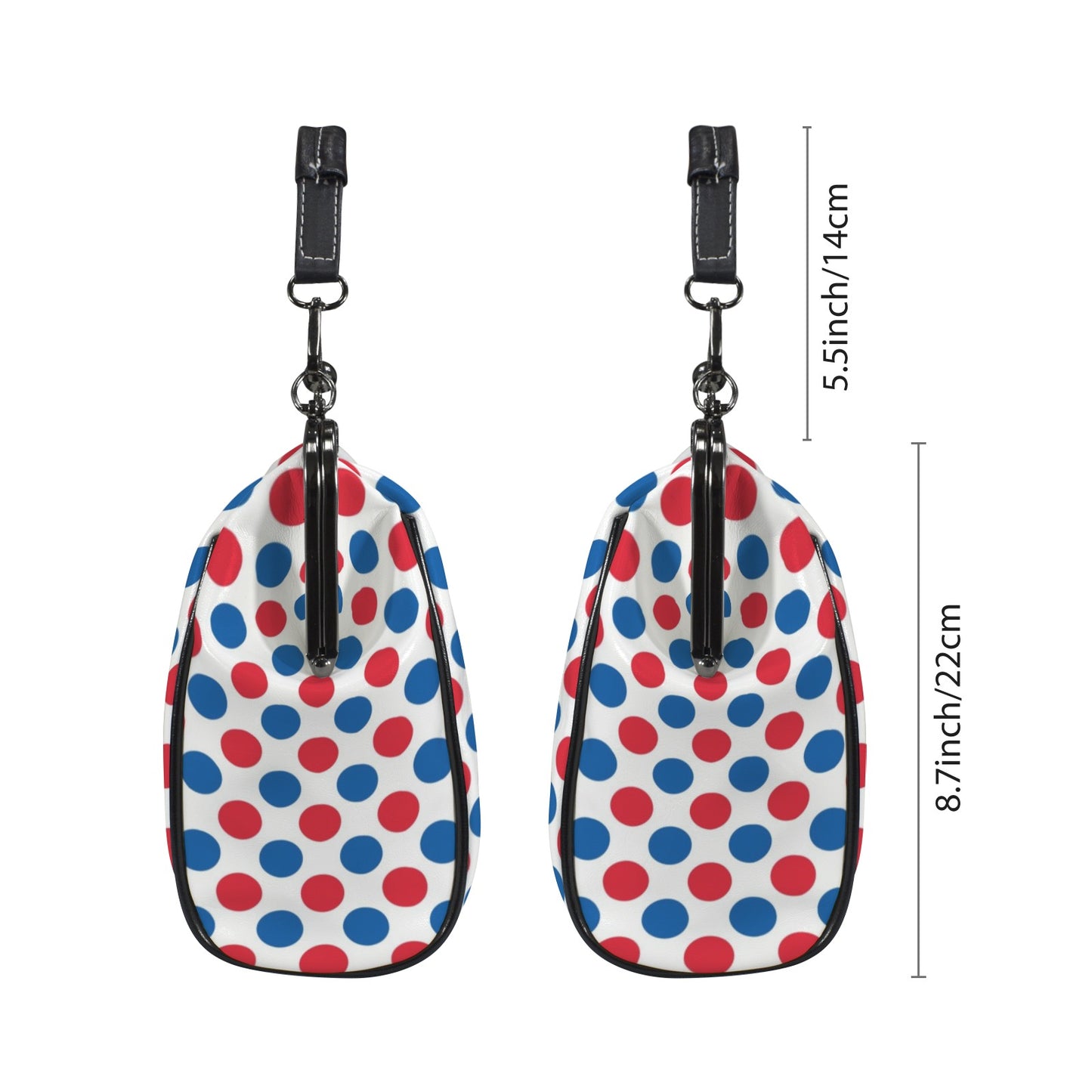 USA/American Flag Inspired Polka Dot Pattern Kisslock Crossbody Shoulder Bag