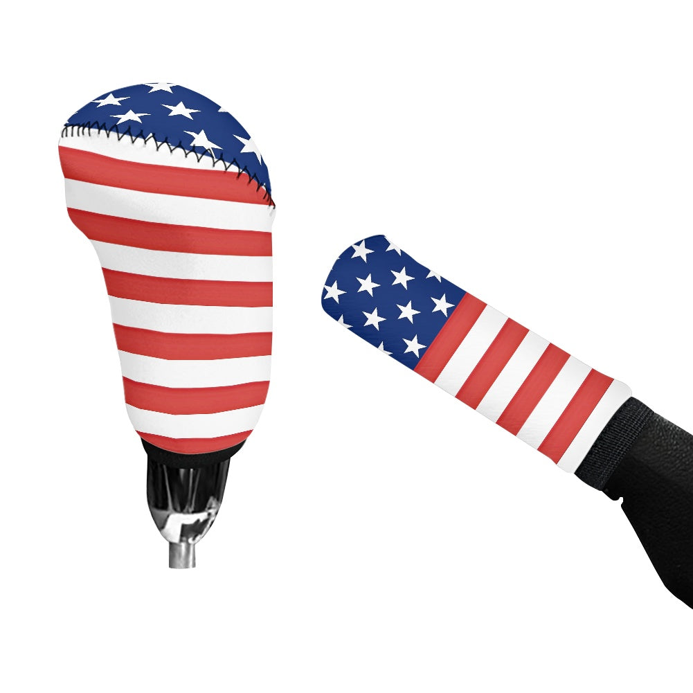 USA/American Flag Inspired Gear Lever Cover+Hand Brake Cover