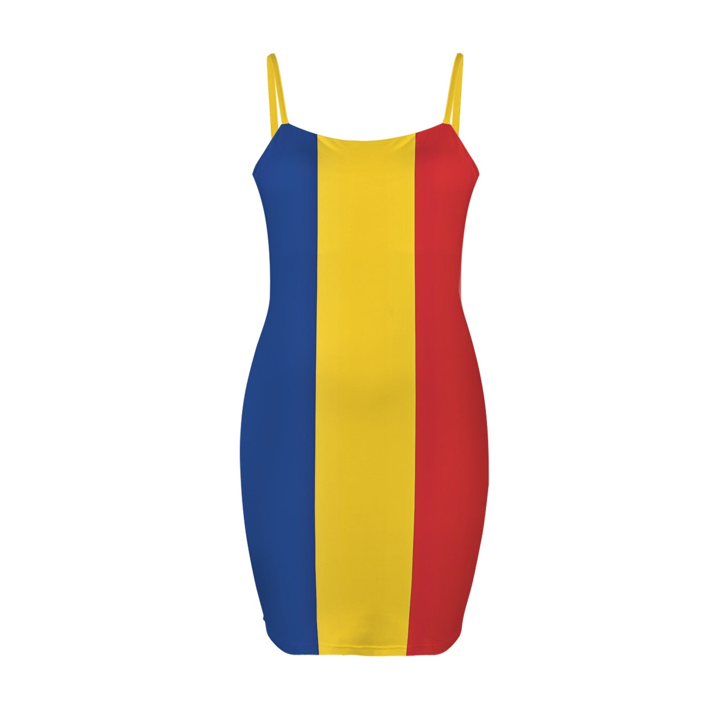 Romania Flag Inspired Backless Spaghetti Strap Bodycon Dress