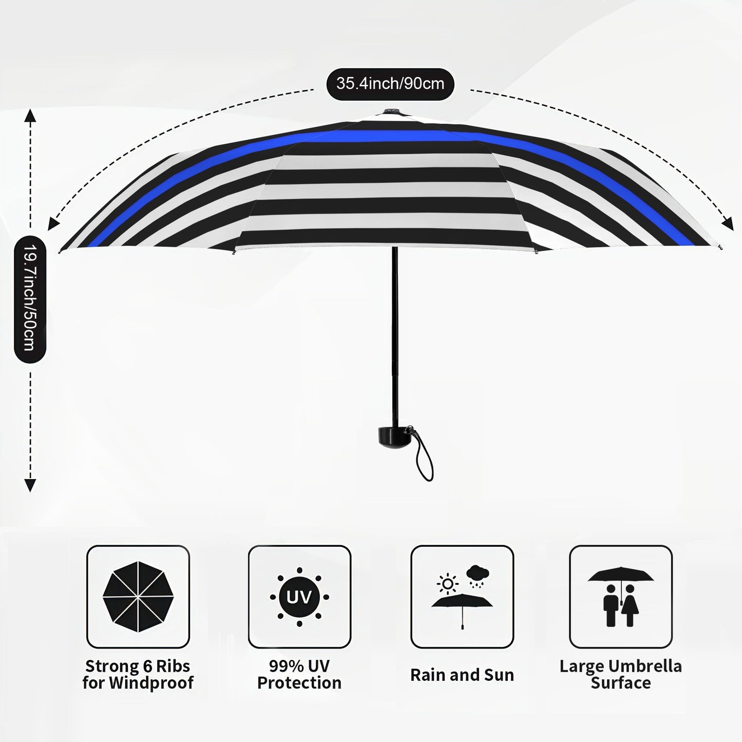 Thin Blue Line Flag Inspired Mini Compact Umbrella
