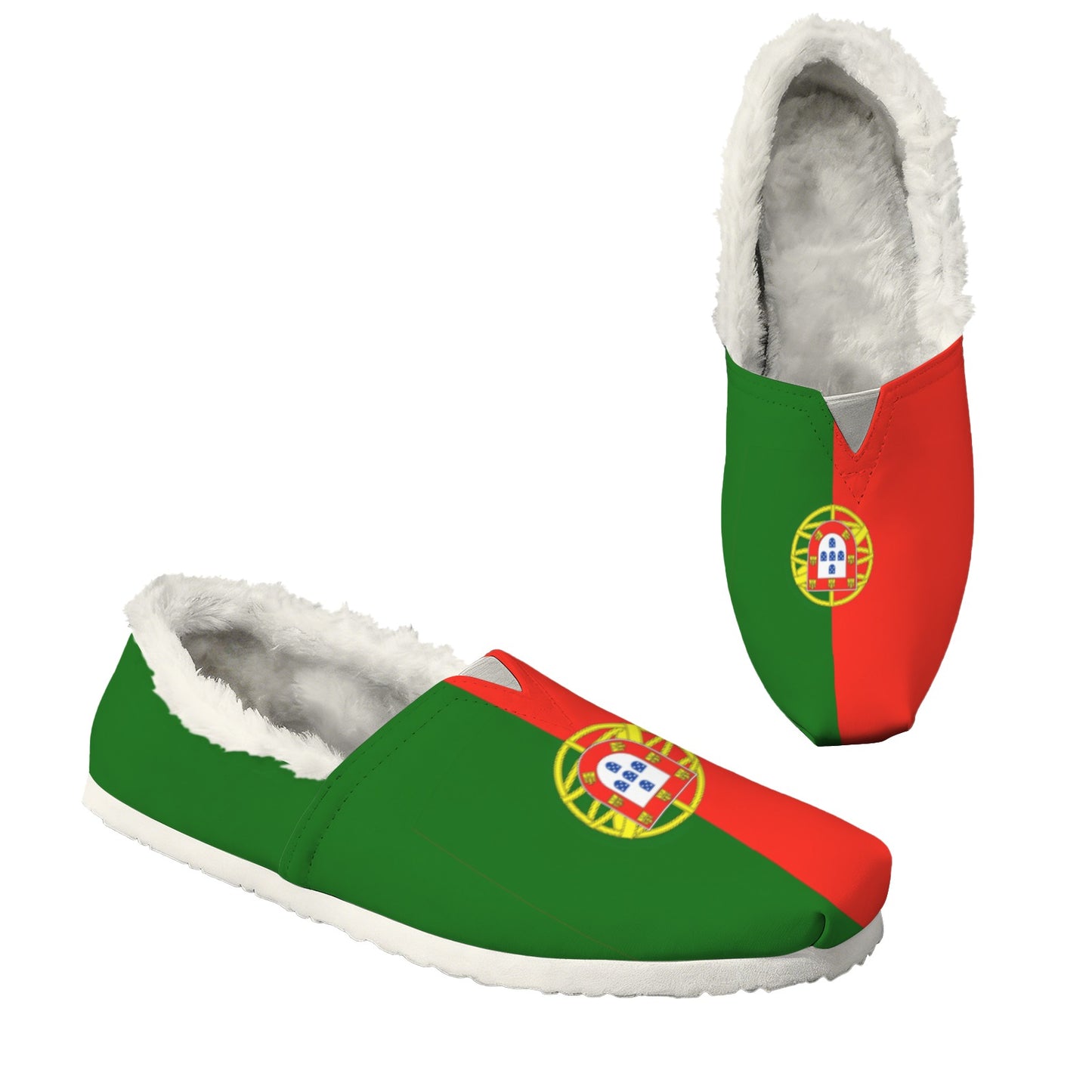 Portugal Flag Inspired Women's Fleece-Lined Canvas Slip-On