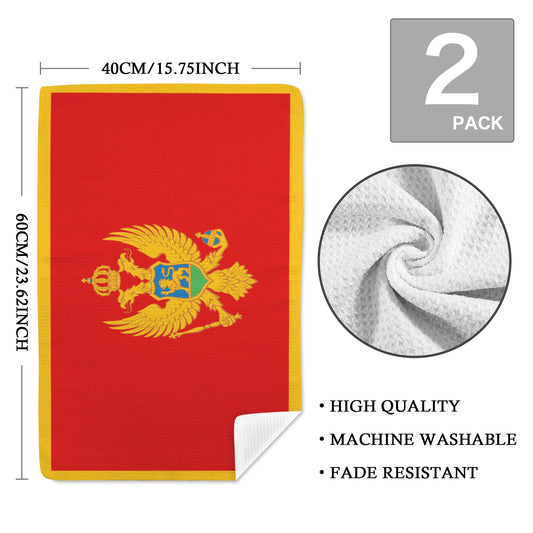 Montenegro Flag Inspired Kitchen Towel 40X60cm (Pack of 2) | Printed In the USA