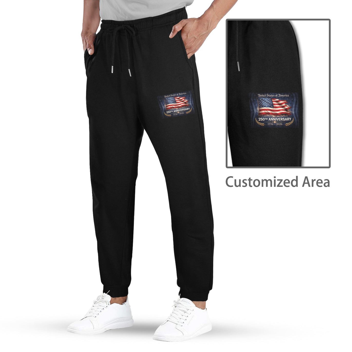 America 250 Year Anniversary USA/American Flag Inspired Unisex Fleece Sweatpants (Left Printing) | Ships from USA