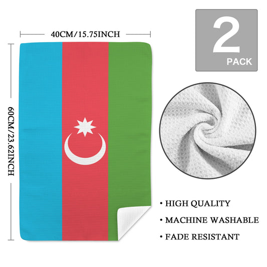 Azerbaijan Flag Inspired Kitchen Towel 40X60cm (Pack of 2) | Printed in the USA