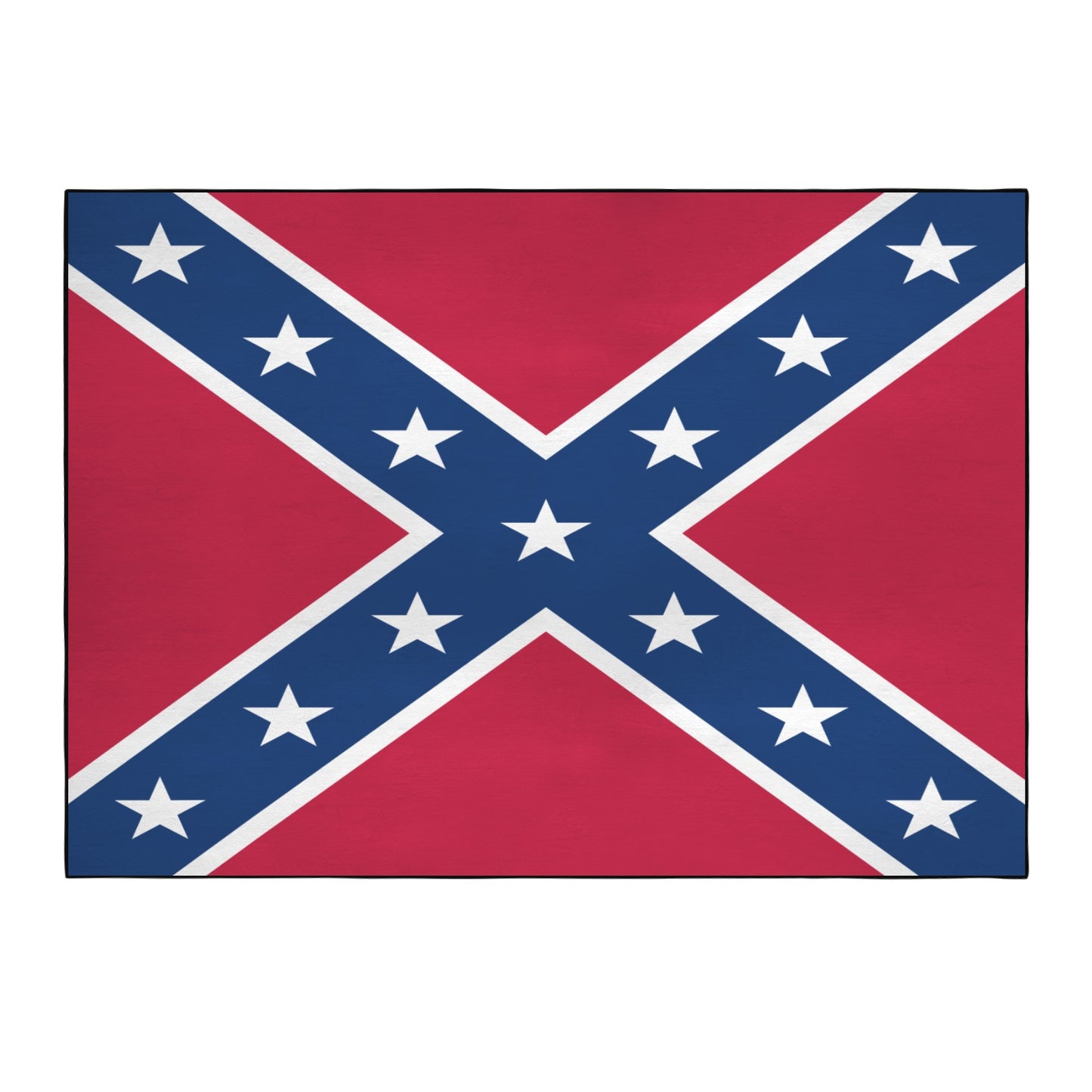 Confederate States Battle Flag Inspired 84x60 Inch Area Rug with Black Binding (Made in the USA)