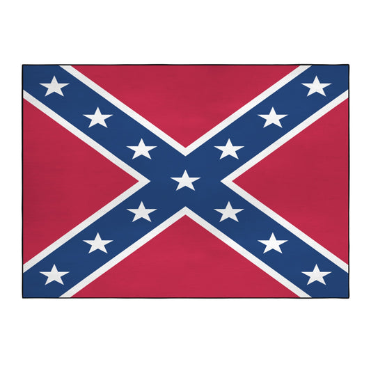 Confederate States Battle Flag Inspired 84x60 Inch Area Rug with Black Binding (Made in the USA)