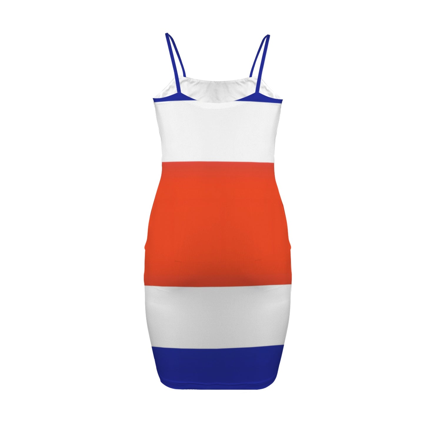 Costa Rica Flag Inspired Backless Spaghetti Strap Bodycon Dress
