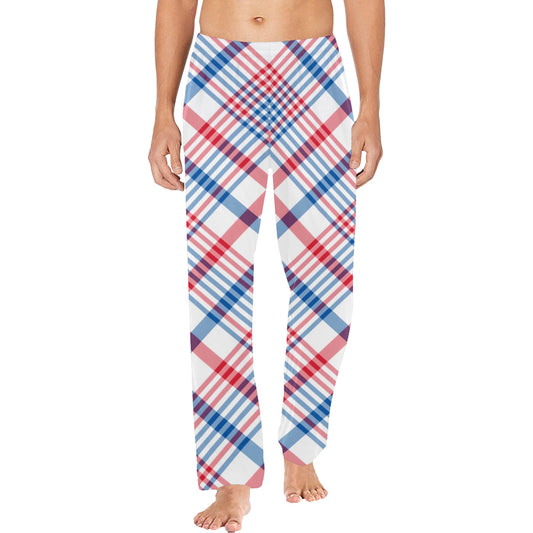 USA/American Flag Inspired Plaid Pattern Men’s Pajama Trousers with Pockets (Made in the USA)