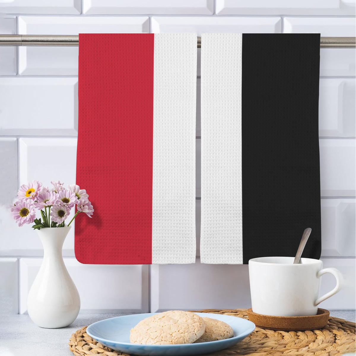 Yemen Flag Inspired Kitchen Towel 40X60cm (Pack of 2) | Printed In the USA