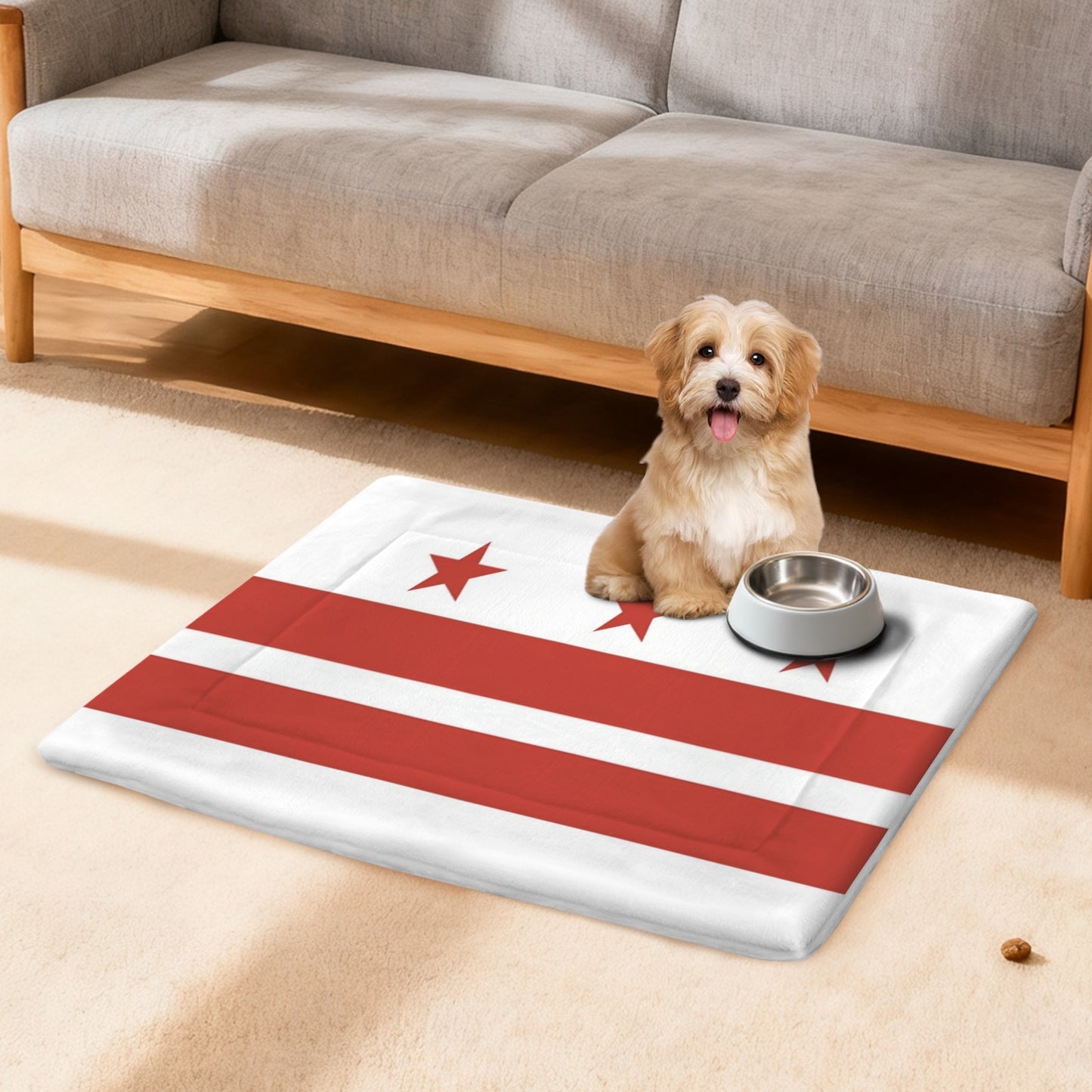 Washington D.C. Flag Inspired Pet Mat 25x18inch (Made in the USA)