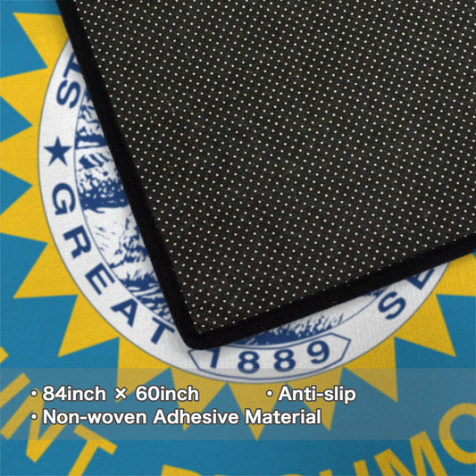 South Dakota Flag Inspired 84x60 Inch Area Rug with Black Binding (Made in the USA)