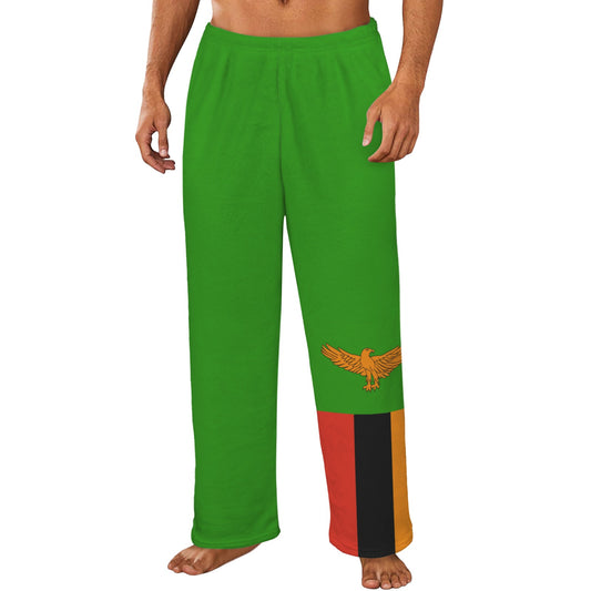 Zambia Flag Inspired Men's Flannel Pajama Trousers Printed in the USA
