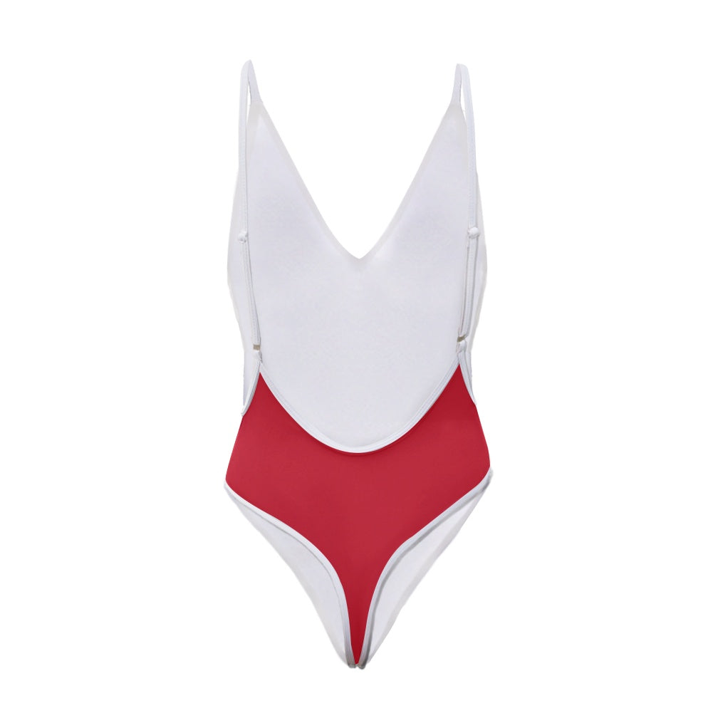 Spain Flag Inspired One-Piece Thong Swimsuit