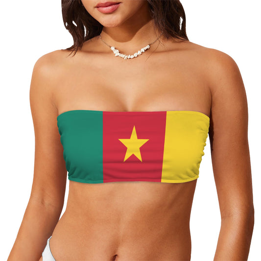Camaroon Flag Inspired Bandeau Tube Bikini Top
